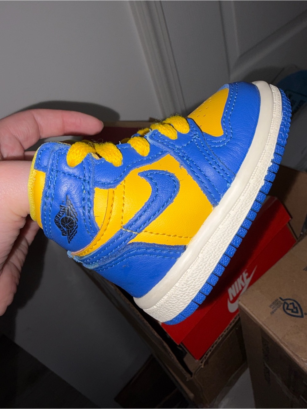 Nike Kids Blue and Yellow High-Top Sneaker (Toddler)